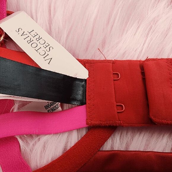 💖 NWT Victoria’s Secret Very Sexy Low Cut Demi Bra Red Pink Large #7279 💖 - Picture 3 of 8